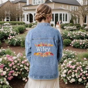 Huwelijkse herfst Bruidsfeest Verlaten Bruiloften Denim Jacket