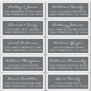 Huwelijkse uitnodigingslabels in kalligrafie voor sticker