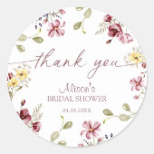 Huwelijkse Wildflower Calligraphy Mauve Bruiloft Ronde Sticker (Voorkant)