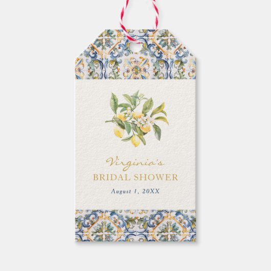 Huwelijksfeest cadeaubonnen met citroenen cadeaulabel (Voorkant)