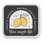 Huwelijksfeest citroen fruit thema zwart geel sticker (Voorkant)