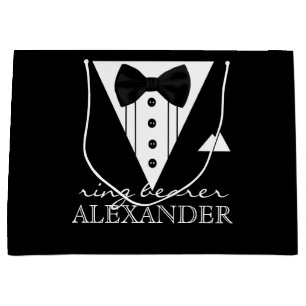 Huwelijksfeest Gepersonaliseerde Ring Drager Tuxed Large Cadeauzakje