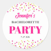 Huwelijksfeest Glam Roze Gouden Stippen Rond Ronde Sticker (Voorkant)
