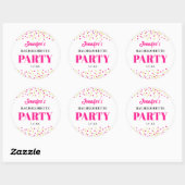 Huwelijksfeest Glam Roze Gouden Stippen Rond Ronde Sticker (Vel)