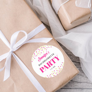 Huwelijksfeest Glam Roze Gouden Stippen Rond Ronde Sticker