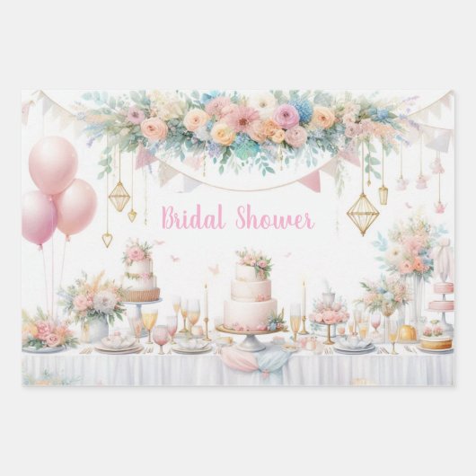 Huwelijksfeest Inpakpapier Plat Vel Set van 3 (Voorkant 3)