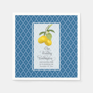 Huwelijksfeest Marine Blauw Wit Citrus Citrus Servet