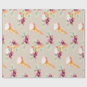 Huwelijksfeest of verjaardag bloemverpakkings papi cadeaupapier (Vlak)