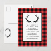 Huwelijksfeest | Rustige herten buffel geruit Briefkaart (Voorkant / Achterkant)