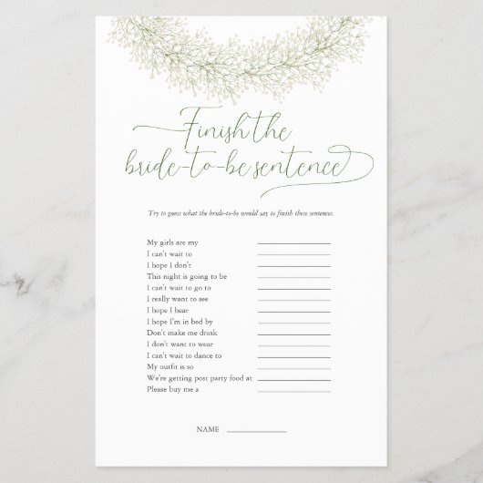 Huwelijksfeest spel flyer: Voltooi de zin Flyer (Voorkant)