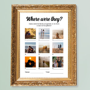 Huwelijksfeest spel waar waren ze foto gissen poster