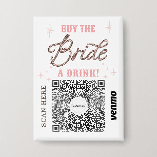 Huwelijksfeest Venmo QR-code Koop de Bruid een dra Button