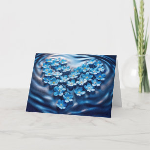Huwelijksfelicitaties Blue Forget-me-not Heart Kaart