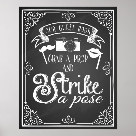 Huwelijksfoto booth gastenboek bord poster (Voorkant)