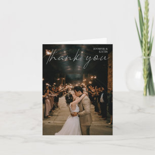 Huwelijksfoto Chic Modern Handschrift Typografie Bedankkaart