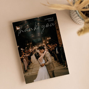 Huwelijksfoto Chic Modern Handschrift Typografie Bedankkaart