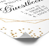 Huwelijksfoto Gastensignatuur Ivoor Groene Bloemen Poster (Hoek)