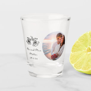 Huwelijksfoto grillige shotglazen favoriet shot glas