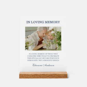 Huwelijksfoto 'In Loving Memory' Blauw Acryl Bord