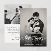 Huwelijksfoto Liefde en Bedankt Dankjewel Kaart (Voorkant / Achterkant)