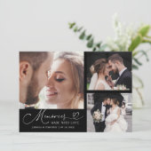 Huwelijksfoto met Zwarte Multi-Foto 'Herinneringen Bedankkaart (Staand voorkant)