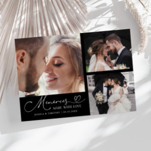 Huwelijksfoto met Zwarte Multi-Foto 'Herinneringen Bedankkaart