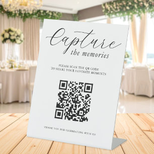 Huwelijksfoto QR-code om herinneringen vast te leg Reclamebord Met Voetstuk