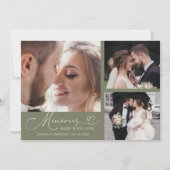 Huwelijksfoto Sagegroene Foto Met Liefde Gemaakte  Bedankkaart (Voorkant)
