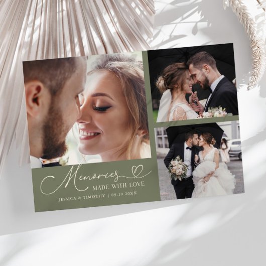 Huwelijksfoto Sagegroene Foto Met Liefde Gemaakte  Bedankkaart