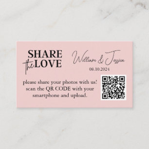 Huwelijksfoto Sharing Pink Blush met QR-code Informatiekaartje
