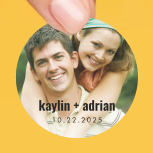 Huwelijksfoto-sticker voor bruiloftsgeschenken, en ronde sticker