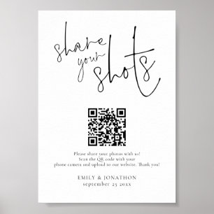 Huwelijksfoto teken QR code Deel uw foto's Poster