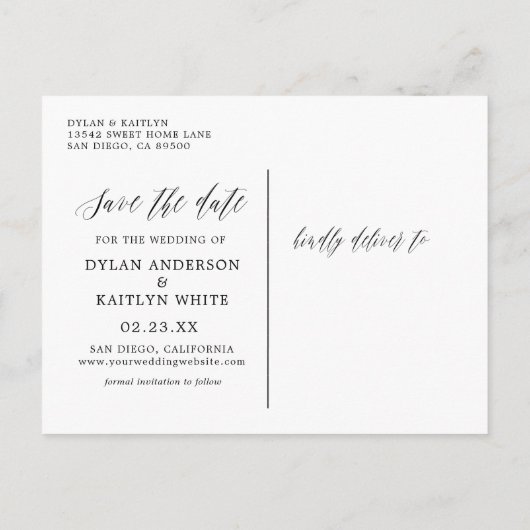 Huwelijksfoto's met marine rustieke script save th aankondigingskaart (Achterkant)