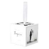 Huwelijksfoto's Mr&Mrs. NAME Moderne Passen getrou Kubus Ornament (Voorkant hoekig)