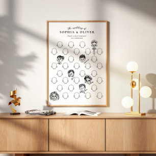 Huwelijksgastenboek Teken je eigen gezicht Poster