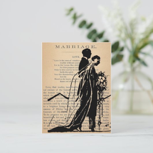 Huwelijksgedicht van Longfellow Bride Groom Silhou Briefkaart (Staand voorkant)