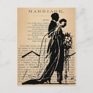 Huwelijksgedicht van Longfellow Bride Groom Silhou Briefkaart