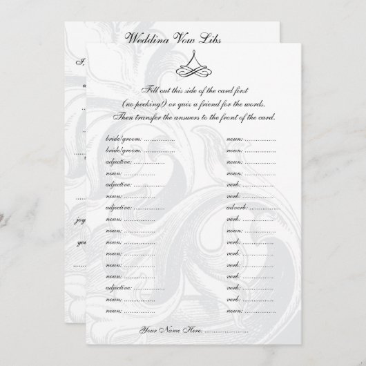 Huwelijksgeloften Libs Huwelijksfeest Kaarten (Voorkant / Achterkant)