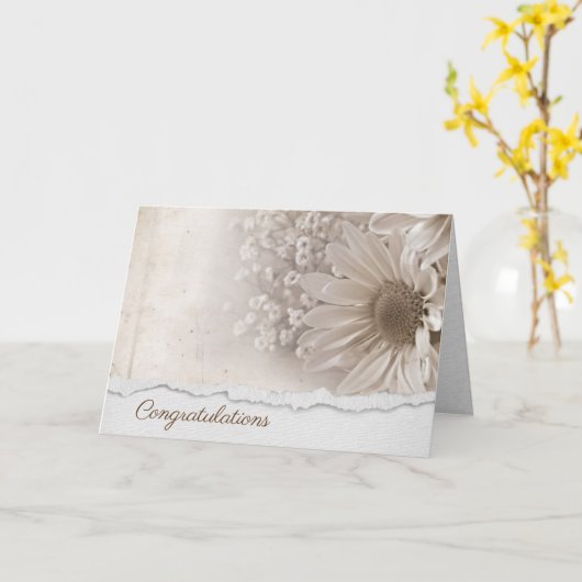 Huwelijksgelukwensen met Madeliefjesboeket Kaart (Gele Bloem)