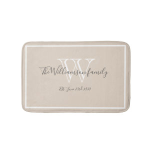 Huwelijksgift Modern Familie Monogram Script Stijl Badmat