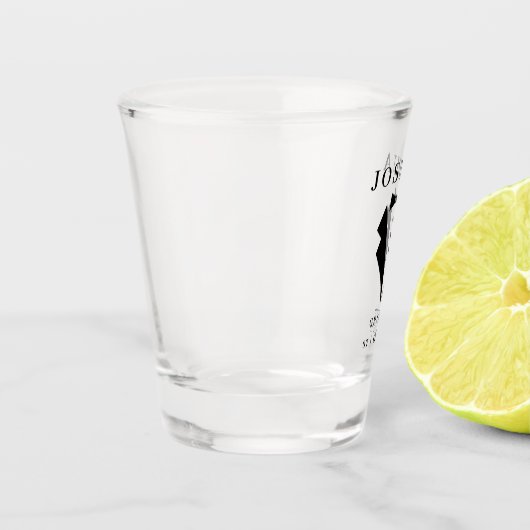 huwelijksGROOM - Persoonlijke naam en datum Tuxedo Shot Glas (Links)