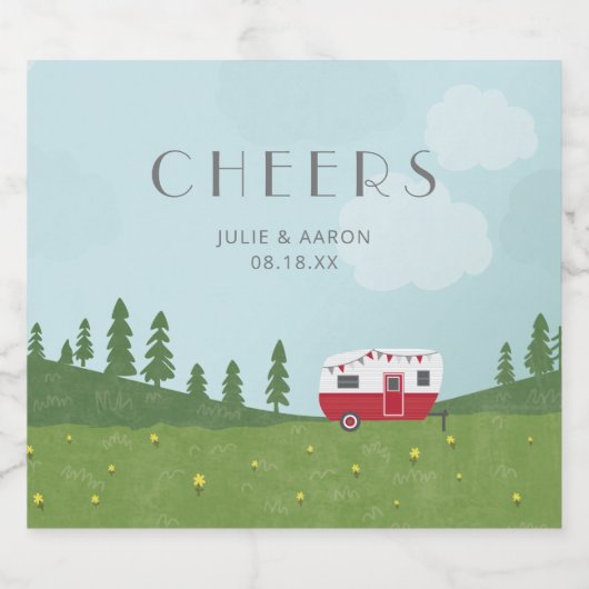 Huwelijksgunst Camper Thema Bier Etiket (Enkel label)