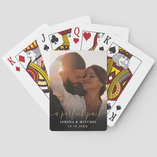 Huwelijksgunst met Perfect Paar Script Foto Pokerkaarten (Achterkant)