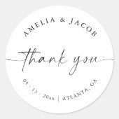 Huwelijksgunst Modern Script op Maat Ronde Sticker (Voorkant)