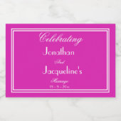 Huwelijksgunst Moderne Magenta Script Naam Chic Mi Sparkling Wijnetiket (Enkel label)