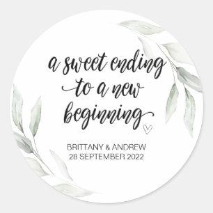 Huwelijksgunst Treat Bag Jam Jar Sweet Beginning C Ronde Sticker