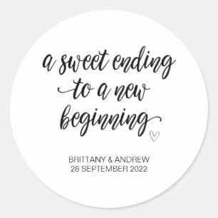 Huwelijksgunst Treat Bag Jam Jar Sweet Beginning C Ronde Sticker