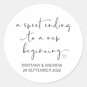 Huwelijksgunst Treat Bag Jam Jar Sweet Beginning Ronde Sticker