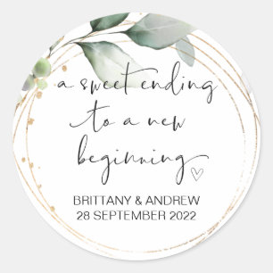 Huwelijksgunst Treat Bag Jam Jar Sweet Beginning Ronde Sticker