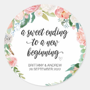 Huwelijksgunst Treat Bag Jam Jar Sweet Beginning Ronde Sticker